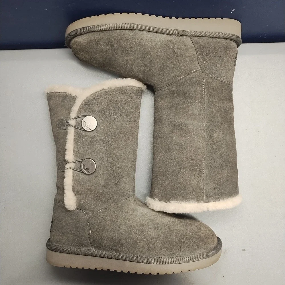 Koolaburra By UGG Kinslei Winter Boots Womens US Size 7 Gray Side Button 1096409